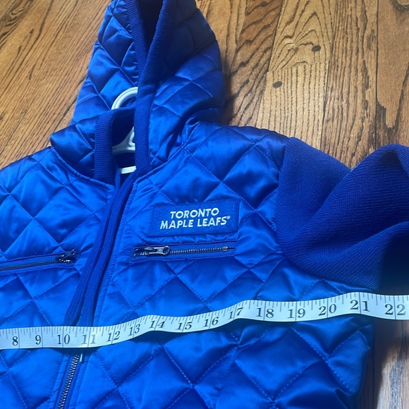 Toronto Maple Leafs sz L Large Quilted Navy Coat w Hood GIII by Carl Banks - Picture 6 of 10